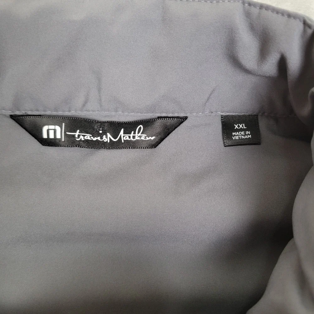 Travis Mathew Quilted Puffer Vest Mens Gray 2XL Full Zip Insulated Pockets